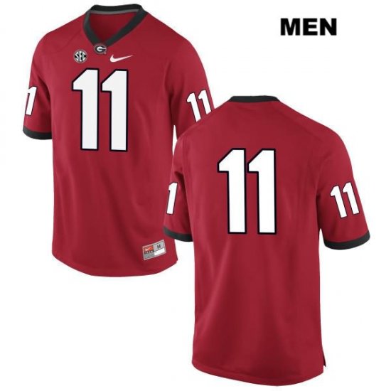 Men's Georgia Bulldogs NCAA #11 Tommy Bush Nike Stitched Red Authentic No Name College Football Jersey IXV4754VA